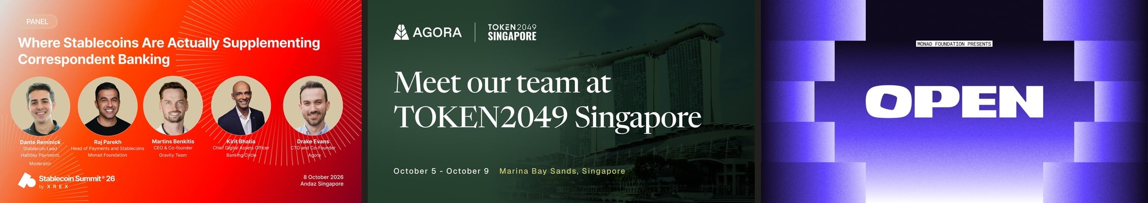 September events: Stablecoin Summit panel on correspondent banking, Meet our team at TOKEN2049 Singapore, and the Monad Open