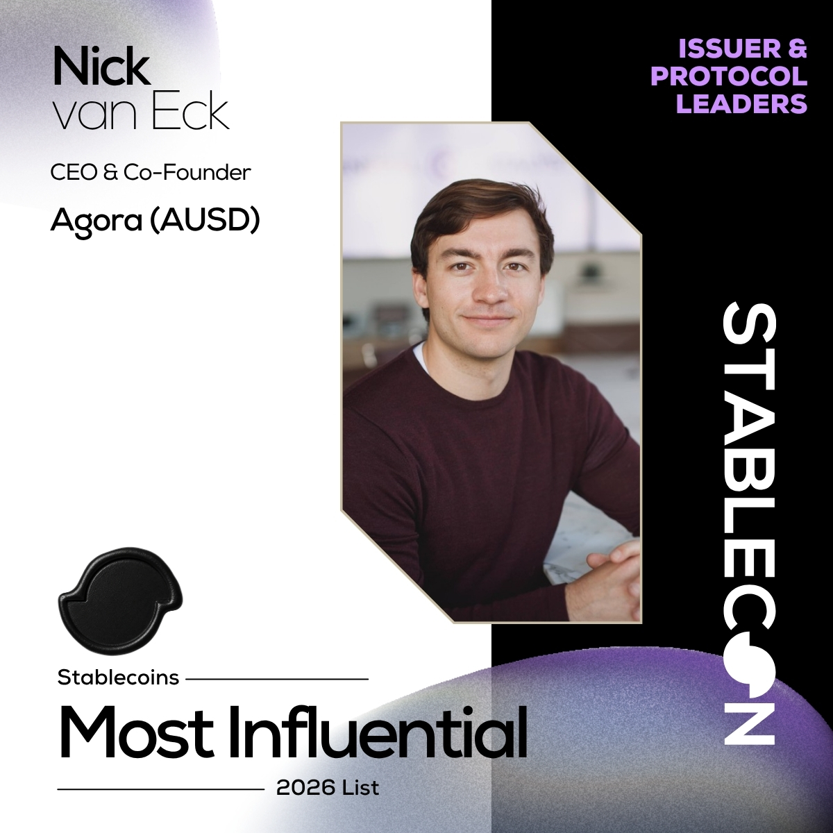 Nick van Eck named to the Stablecoins Most Influential 2026 list — Issuer & Protocol Leaders, Stablecon